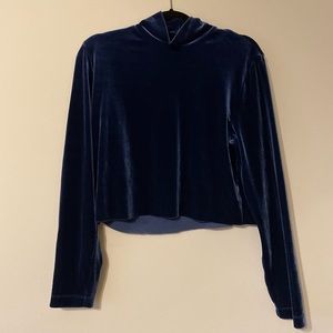 Blue velvet cropped sweater